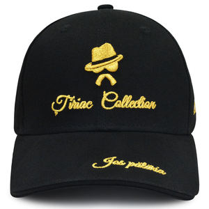 Casquette de baseball avec logo brodé doré, casquettes de baseball personnalisées avec logo doré, casquette de baseball à visière sandwich - Product Image 1