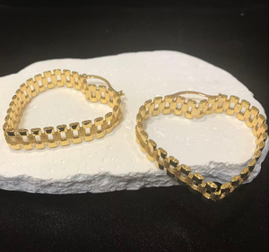 Maßgefertigter Edelstahl 50mm Herz-Rahmen 18K Vergoldeter Ohrring Rollie Zarter Schmuck für Frauen Geschenk - Product Image 6