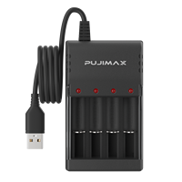 Chargeurs de batteries rechargeables USB PUJIMAX à 4 emplacements, chargeurs de batteries intelligents 1,2 V NIMH NICD pour piles AA et AAA