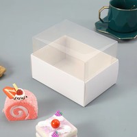 Boîte à gâteau en plastique transparente, design simple, finition mate, recyclable, sans danger pour les aliments, pour pain, macarons, emballage carré en plastique, en stock