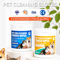 Honden- en kattenreinigingsdoekjes met op maat gemaakt logo, parelpatroonontwerp, voor oren.