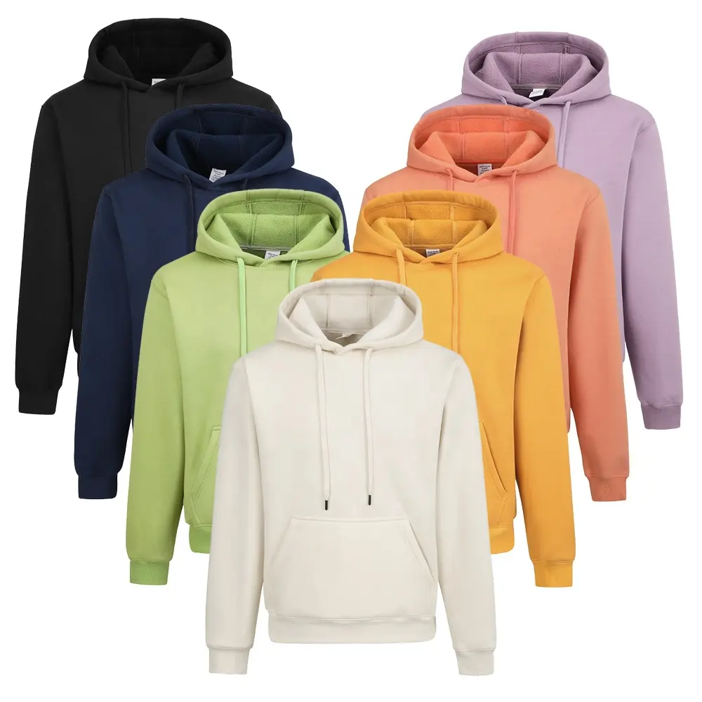 Wholesale High Quality 350G Heavy Thick Fleece Lining Plain Blank Pullover Sweatshirt Sportswear Unisex Custom Hoddies Men