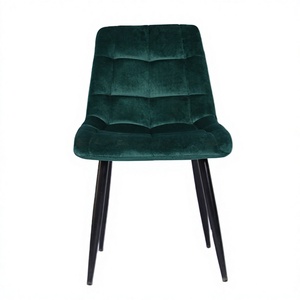Chaise de salle à manger minimaliste moderne en velours avec dossier et pieds en métal pour la maison, le bureau ou l'entrepôt - Product Image 3