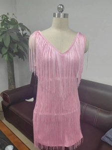 Vestido de Flecos con Cuentas Profundas en <span class=keywords><strong>V</strong></span> sin Mangas para Mujer, Talla Grande, con Brillo, Estilo Latino, de Guangzhou Auyan - Product Image 6