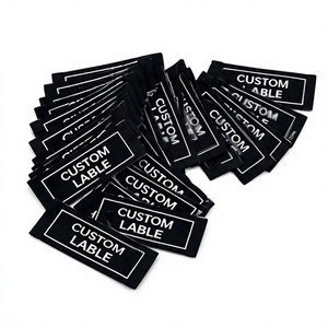 Etiqueta Tejida Personalizada, Parche Termoadhesivo, Texto en Blanco y Negro, Rectangular, Accesorio para Ropa - Product Image 1