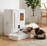 Distributeur automatique d'eau et de nourriture pour animaux de compagnie 2 en 1 avec caméra 2K, contrôle à distance par application pour chiens et chats