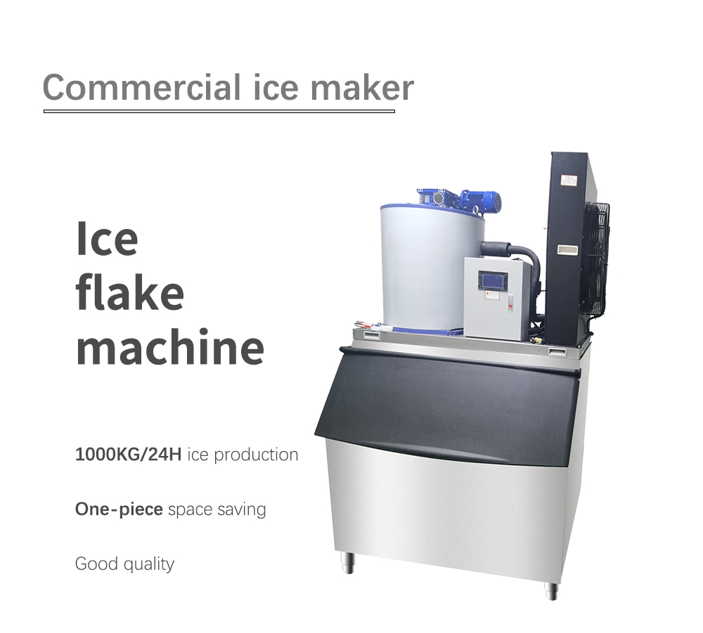 Large 1000kg Commercial Ice Flake Machine Air Cooling and Water Cooling Automatic Ice Maker