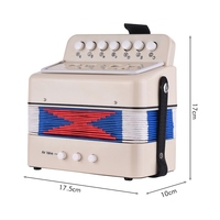 Mini 10-Button Kids Accordion Toy Supports Bass Chords 14 Notes with Cleaning Cloth Educational Music Instrument for Children