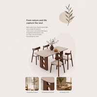 Ensemble de table à manger extensible moderne, structure en bois massif, plateau en marbre rectangulaire, meubles pour la maison, l'appartement, l'hôtel
