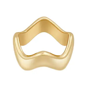 几何波浪环堆叠配套配件最新18k镀金黄铜饰品女性派对戒指R234211