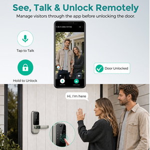 Serrure de porte intelligente SJJ WiFi Direct avec caméra de judas, application Tuya, empreinte digitale, clavier, <span class=keywords><strong>carte</strong></span> IC, interphone vidéo, déverrouillage à distance pour porte en bois - Product Image 6