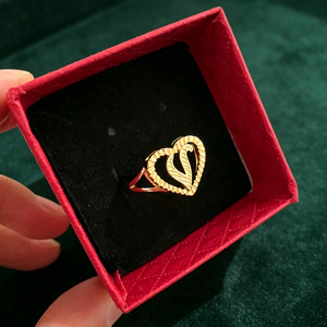 Jewelry Gifts Statement Stackable 14K Gold Plated Vintage Heart Personalized Carved <strong>Initial</strong> Letter Nugget Open <strong>Ring</strong> - Product Image 2