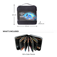 FLOWood – Coffret de 160 crayons de couleur à base d'huile, avec sac de transport en toile à fermeture éclair, pour le coloriage, la peinture et le dessin d'artiste