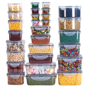 Contenedor de almacenamiento de alimentos de plástico transparente o transparente personalizado con asa y tapas para envasado de alimentos al por mayor/ - Product Image 1