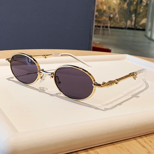 Lunettes de soleil pliables ovales UV400, monture en métal, protection solaire pour femmes, lunettes de mode - Product Image 2