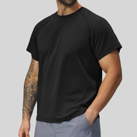 T-shirt à manches raglan pour homme avec logo personnalisé, séchage rapide, respirant, extensible, manches courtes, pour la gym, la course à pied, l'entraînement sportif