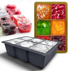 Bacs à glaçons 6 moules flexibles en silicone avec couvercle amovible, réutilisables, empilables pour whisky et aliments pour bébés - Product Image 6