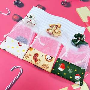 Small Cotton Organza <b>Drawstring</b> Pouch for <b>Christmas</b> Packaging for Organza Materials - Product Image 5