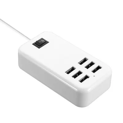 6 Port USB Hub 30W Pengisi Daya AC Adaptor Daya Colokan EU Slot Plug US Mengisi Ekstensi Soket Outlet dengan Switcher Hub