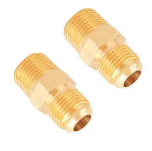 Tube Fitting 3/8 inch Flare x 3/8 inch Male NPT Brass Half-Union Gas Adapter 3/8'' Male Flare to 3/8'' NPT Propane Fittings