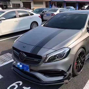 Nouvelle lèvre avant en fibre de carbone de style PAK W176 <span class=keywords><strong>AMG</strong></span> <span class=keywords><strong>A45</strong></span> avec découpes d'échappement pour Mercedes-Benz Classe 2016-2019, finition haute brillance, à visser - Product Image 2