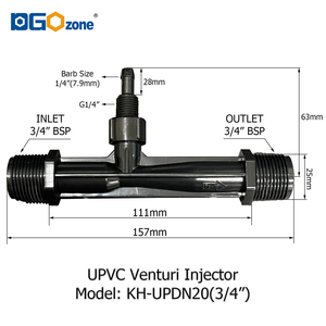 DGOzone Injecteur Venturi 3/4 Tube avec corps UPVC pour dosage d'engrais agricole Étang à haut volume et aération d'aquaculture - Product Image 2