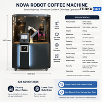 Máquina de Café Robótica TERKOBOT NOVA2, Robot Colaborativo de 6 Ejes, Kiosco Expendedor de Barista, Equipo para Cafetería Automatizada 24h