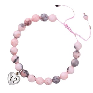 Bracelet en pierre naturelle de jaspe de zèbre rose avec carte de <span class=keywords><strong>message</strong></span>-13e 16e 18e 21e 25e 30e Bracelet en pierre naturelle cadeaux d'<span class=keywords><strong>anniversaire</strong></span> - Product Image 1