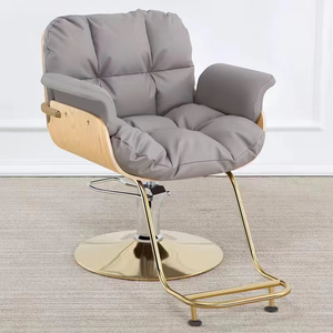 Fauteuil de Barbier Noir Rembourré, Chaise de Coiffure Pivotante avec Support Latéral, Mobilier Moderne pour Salon de Beauté - Product Image 6