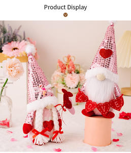 2025ใหม่สำหรับการตกแต่งวันวาเลนไทน์ทรงผมประดับกลิตเตอร์สีชมพูหมวกแหลมรักตุ๊กตาไร้ใบหน้าผู้สูงอายุของขวัญเครื่องประดับที่สร้างสรรค์ - Product Image 6