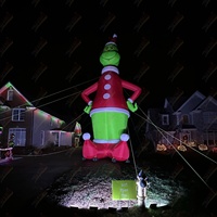 Ballon gonflable géant de Noël Grinch et Père Noël de 20 pieds avec ventilateur intégré, taille personnalisable, par le fabricant Zhenmei