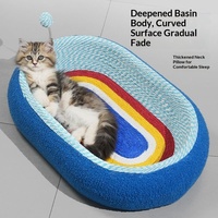 Nouveau grattoir et lit pour chat ciel étoilé, grande taille, avec boule à gratter et gamelle, en polaire Teddy