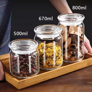 Reusable Glass Airtight Food Container 500 ml Food Storage Container Glass <b>Jars</b> with Lids Silicone Seal Lid for Home and Kitchen - Product Image 3