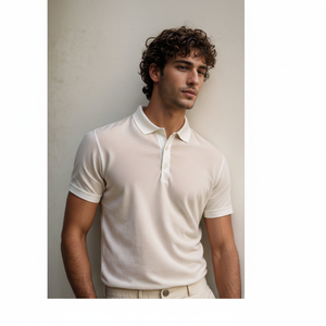 Camisas de Golf Casuales para Hombre, 100% Algodón, Camisetas Polo con Cierre, Manga Corta, Tejido Acanalado, Transpirable, Diseño Liso - Product Image 1