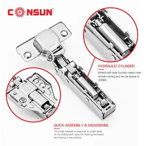 CONSUN Dobradicas Furniture Hardware Cupboard Small Angle Hydraulic Hinge 3D Soft Close Cabinet Hinges