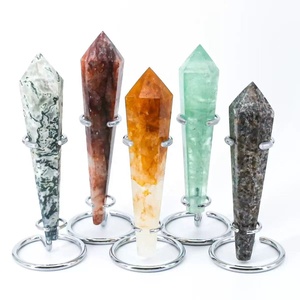 Soporte de varita sanadora dorada de punto de tigre de cristal pulido de alta calidad al por mayor para la decoración del hogar Feng Shui - Product Image 3