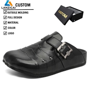 Zuecos de moda unisex de suela gruesa, estilo casual para exteriores, color negro, personalizables, de fabricantes de calzado. - Product Image 1