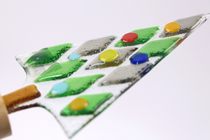 Artisan Fused Glass Xmas <b>Tree</b> Ornament Handmade Festive Holiday Wall & <b>Tabletop</b> Decor Piece - Product Image 2