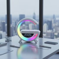 Haut-parleur créatif et veilleuse colorée, haut-parleur de bureau intelligent multifonctionnel avec réveil et charge sans fil