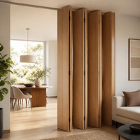 Porte pliante moderne haut de gamme en panneau de bois massif avec barre supérieure ignifugée sur mesure pour villa, placard, chambre d'hôtel, cloison
