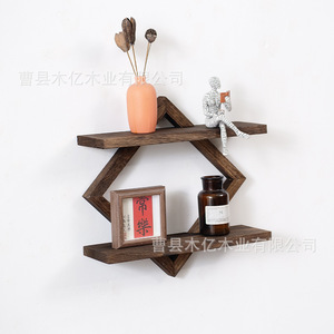 Custom wooden home decor <b>shelves</b>, living room background wall decorative <b>shelves</b>, wall-mounted racks, plant and <b>book</b> display - Product Image 2