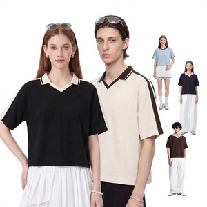 Nueva Camiseta Casual de Algodón 100% Transpirable de Alto Gramaje con Bloques de Color para Parejas - Product Image 3