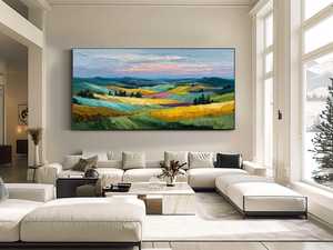 Peinture à l'huile de paysage traditionnel, scène <span class=keywords><strong>color</strong></span>ée, peinture à l'huile artisanale sur toile, <span class=keywords><strong>art</strong></span> mural pour appartement urbain, hôtel, salon, décoration de la maison - Product Image 2