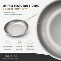 Wajan Goreng Anti Lengket Fisik Tanpa Lapisan PVD Permukaan Titanium Etching Micro-dot Tri-ply TIANXING untuk Kegunaan Koki Profesional