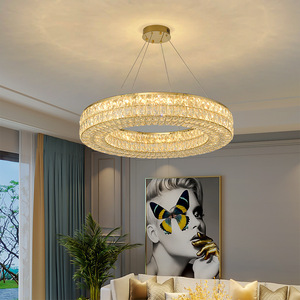 Lampadario di Lusso in Acciaio Inox con Cristalli K9, Moderna Lampada a Sospensione LED ad Anelli <span class=keywords><strong>per</strong></span> Soggiorno, Hotel, Camera da Letto e Ristorante - Product Image 5