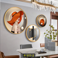 Cristal rond porcelaine peinture lumière luxe métal cadre fond image moderne beauté Simple créatif mur Art