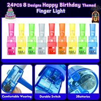 24 lumières à doigts pour fête d'anniversaire, 8 modèles de lumières à doigts lumineuses pour les fêtes d'anniversaire des enfants
