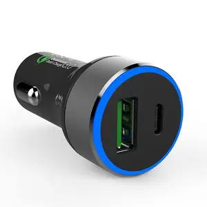 USB-C شاحن سيارة 45W نوع C شاحن سيارة مهايئ شاحن شاحن كارو أخف شاحن الهاتف للسيارة شاحن سيارة ل فون سامسونج غالاكسي موتورولا