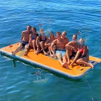 Plateforme flottante gonflable pliable 7x7 pieds en PVC pour bain de soleil, bateau, lac, piscine, tapis aquatique