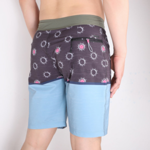 Shorts de Baño para Hombre, Estampado de Puntos Morados, Parte Inferior Azul, Secado Rápido, Cordón Ajustable, Cintura Media, Estilo Casual, Largo Bermuda - Product Image 2